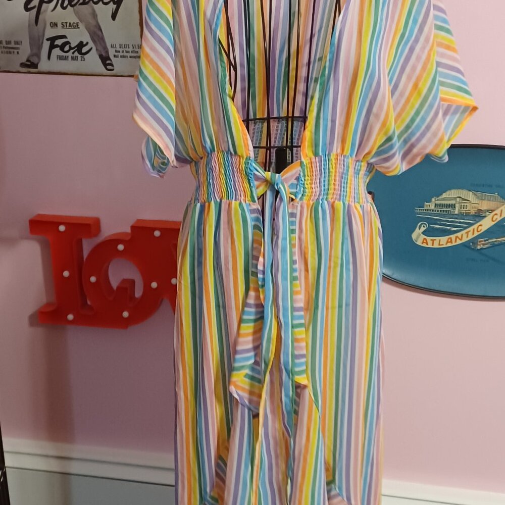 Rainbow Colorful Sheer Kimono Duster Never Worn - Medium